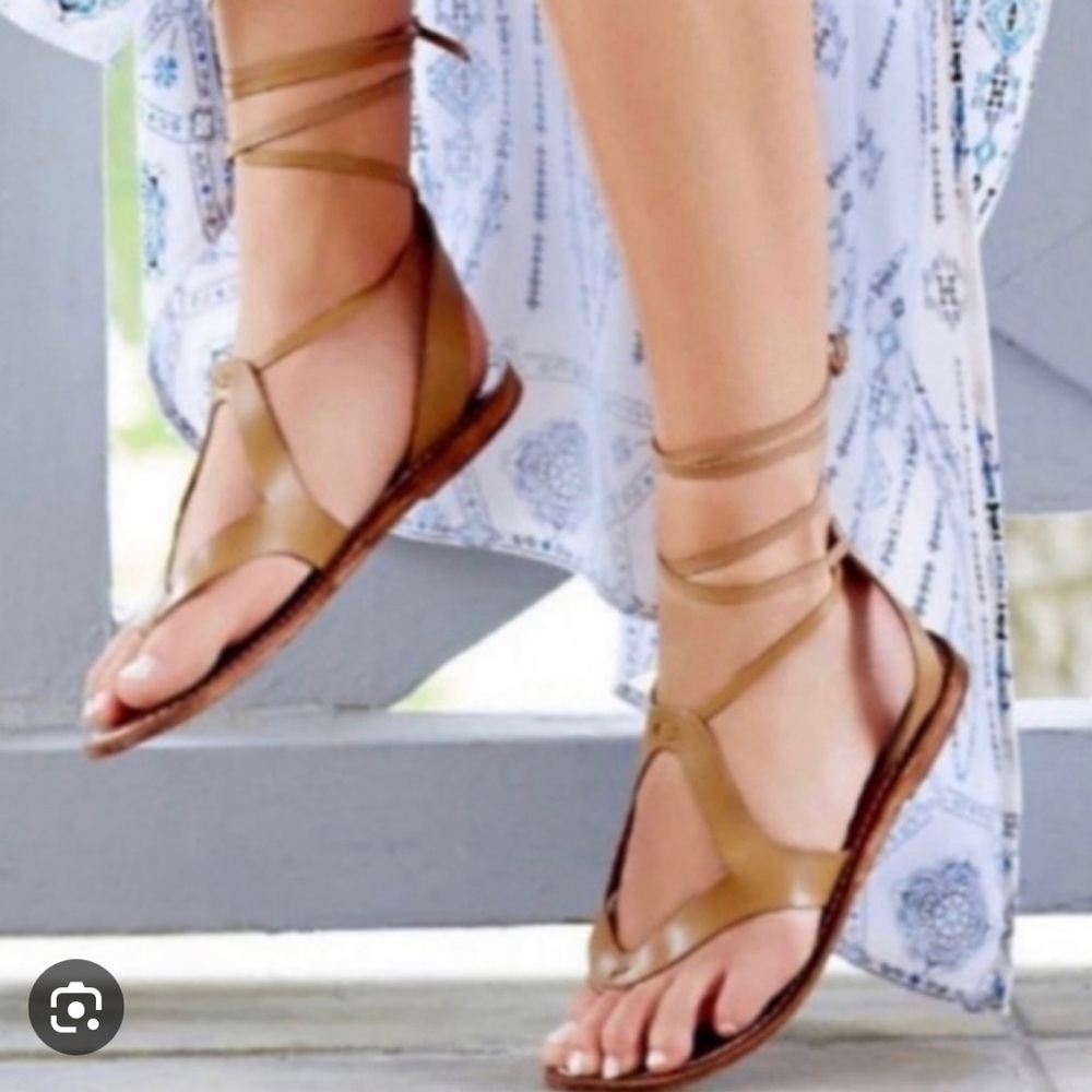 Freebird By Steven Hippy Natural Leather Lace Up Sandals size 39 US 9